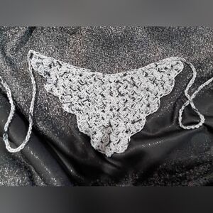 Gray and white crochet bandana handmade